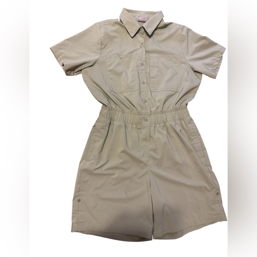 Olive green Columbia Short Sleeve Button-Up Romper size M used once